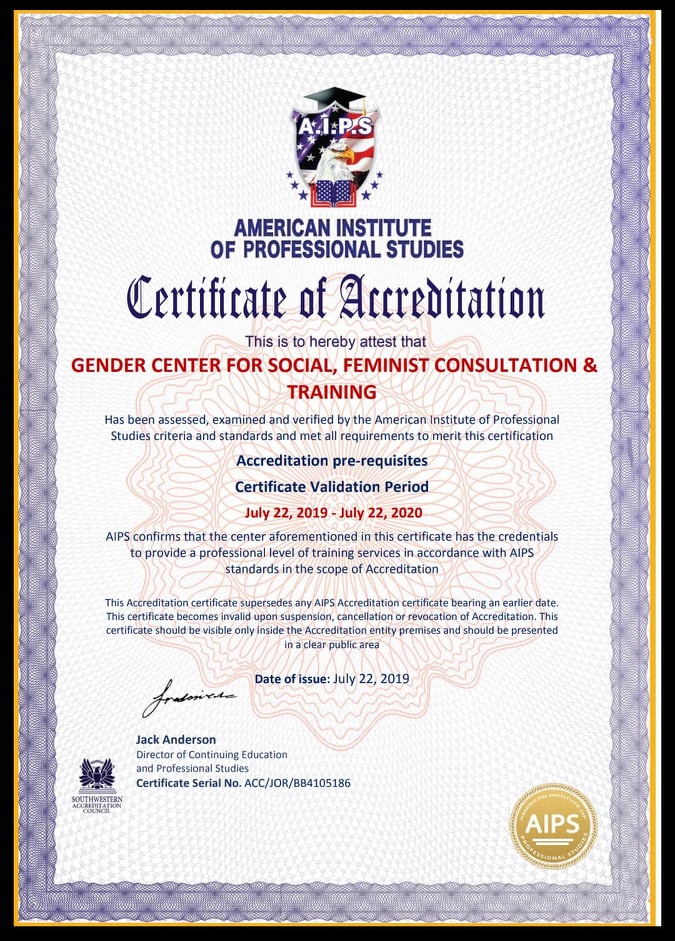 GENDER CENTER FOR SOCIAL FEMINIST CONSULTATIONS AND TRAINING